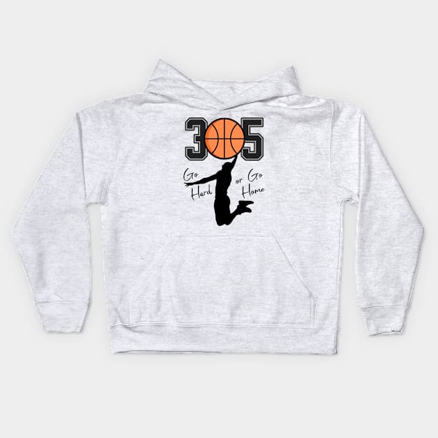 305 Miami basketball Kids Hoodie by Spark of Geniuz